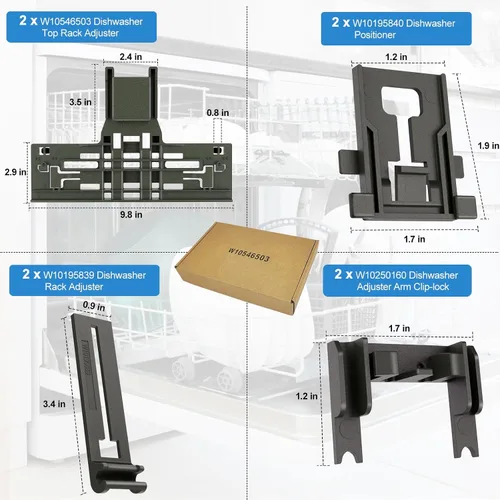 Vista 6 de Actualizado W10546503 WPW10546503 Ajustador de Estante Superior de Lavavajillas de Reemplazo Para Piezas de Lavavajillas Kitchenaid Estante Superior