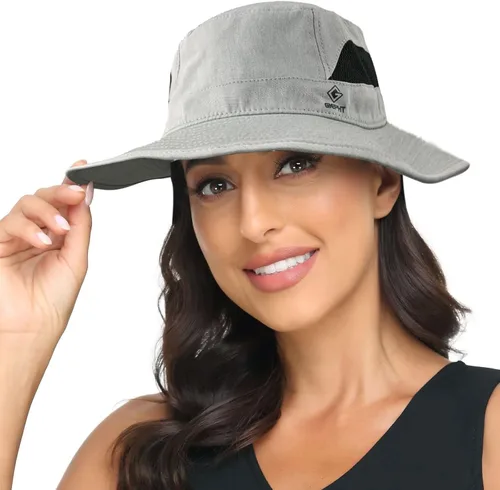 Vista 7 de Sombrero de pesca para hombre, sombrero de sol de ala ancha, protección UV SPF XL, XXL, tamaño grande, cabeza grande, senderismo, playa, safari