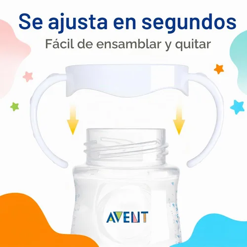 Vista 5 de CHUBBIEE Asas para biberones compatibles con botellas naturales Philips Avent, empuñaduras ergonómicas antideslizantes para botellas