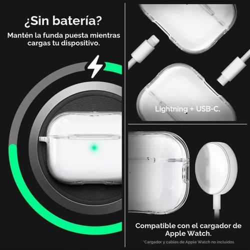 Vista 5 de Spigen Funda ultra híbrida diseñada para AirPods Pro 2 (2022/2023) TPU & PC Dual Layer Protection, Anti-Yellowing Clear Cover with Wireless