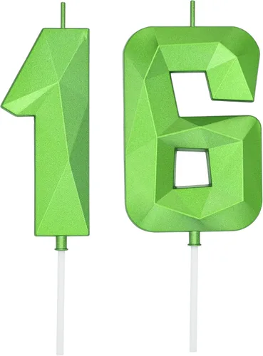 Vista 112 de DERVENTA Vela Grande de Cumpleaños Número 3D Verde Luminoso de 3.7 Pulgadas Celebración de Fiesta Aniversario Decoración Adorno para Pastel 1 Pieza