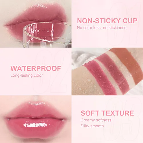 Vista 5 de 6 piezas de set de aceite de brillo de labios, aceite de brillo de labios hidratante mini, set de lipoil de brillo de labios para mujeres, niñas