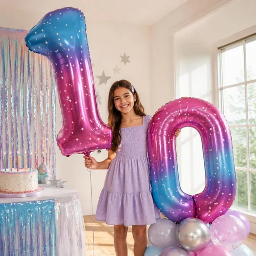 Vista 149 de Globo negro del número 0 para niñas y niños, 40 pulgadas, grande, número 0-9, de papel de aluminio, de Mylar para helio, juego de globos digitales