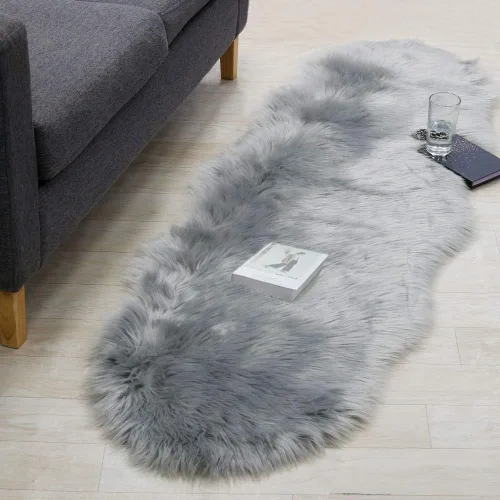 Vista 14 de RosieLily Alfombra de piel sintética ultrasuave de 1.3 x 2 pies, piel de oveja lanuda esponjosa, lavable a máquina, manta decorativa