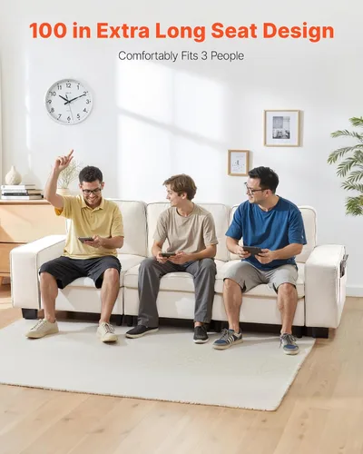 Vista 3 de VEVOR Sofá modular de 3 plazas de 100 pulgadas, cómodo sofá con asientos profundos y almacenamiento oculto, diseño moderno para sala de estar