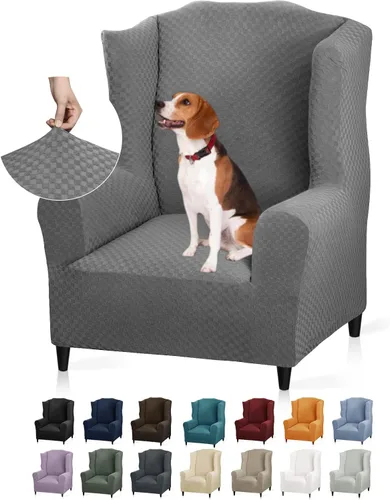 Vista 44 de YEMYHOM Funda elástica para silla con respaldo de 1 pieza con diseño jacquard más reciente, funda para silla con respaldo antideslizante, protector