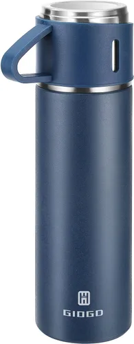 Vista 8 de Termo de acero inoxidable 500ml/16.9oz botella aislada al vacío con taza para café, bebidas calientes y bebidas frías, cantimplora de agua.
