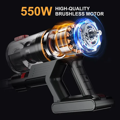 Vista 2 de Aspiradora inalámbrica con pantalla LED, aspiradora inalámbrica de 550 W para el hogar, batería extraíble/ligera/recargable, aspiradora inalámbrica