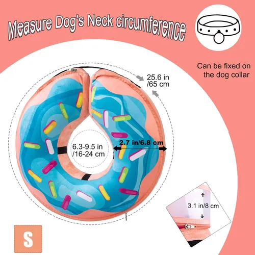 Vista 5 de Collar inflable para perro con forma de cono de perro con forma de dona de cuello suave mejorada antilamer para perros y gatos, collar de cono