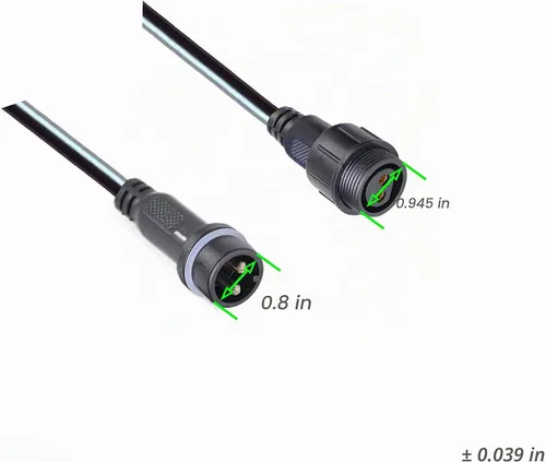 Vista 4 de Conector LED impermeable de 2 pines con conector macho hembra de 2 cables pesados, con cable de extensión pesado de 12 AWG de 25CM IP68, para barco
