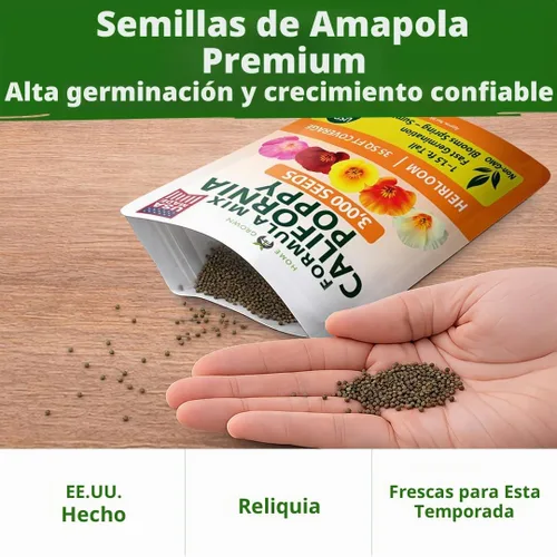 Vista 7 de HOME GROWN California Poppy Formula Mix 3000 Semillas Eschscholzia