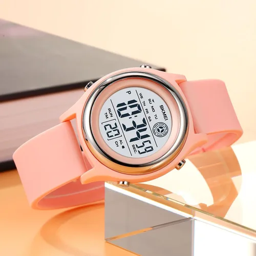 Vista 4 de Relojes digitales para mujer, pantalla LED, correa de silicona, reloj militar, multifunción, impermeable, alarma, cronómetro, retroiluminación LED