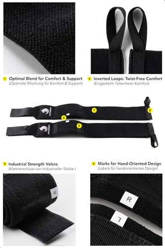 Vista 3 de Fitgriff® Correas de Levantamiento y Muñequeras (Paquete) Soporte Superior para Levantamiento de Pesas y Entrenamientos de Gimnasio - para Hombres