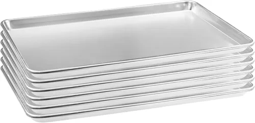 Vista 11 de HARDURA - Bandeja de aluminio para hornear de 18 pulgadas de largo x 13 pulgadas de ancho x 1 pulgadas de alto, 12 paquetes, para horno en panadería