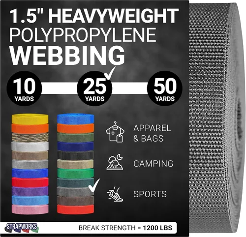 Vista 19 de Strapworks Heavyweight Polypropylene Webbing - Heavy Duty Poly Strapping for Outdoor DIY Gear Repair, 1.5 Inches