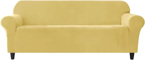 Vista 18 de Funda elástica para sofá de 3 cojines, 1 funda de terciopelo para sofá, fundas protectoras de muebles con parte inferior elástica, lavable a máquina