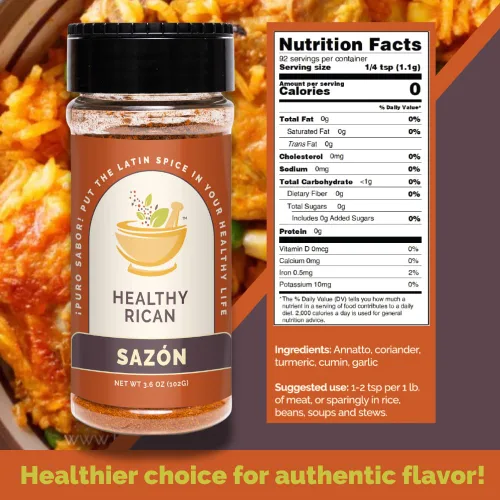 Vista 9 de Healthy Rican Adobo Sazón Sofrito Condimento y Hierbas Mixto en Polvo Sin OMG Sin Conservantes Sin MSG Sin Colorantes Artificiales Sin Gluten Apto