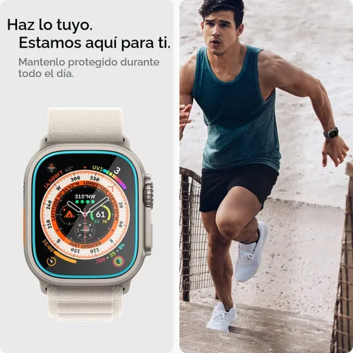 Vista 4 de Spigen Protector de pantalla de vidrio templado [Glas.tR EZ Fit] diseñado para Apple Watch Ultra 3 / Ultra 2 / Ultra (49mm) - Pack de 2 9H