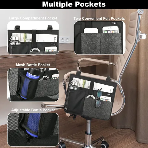Vista 6 de Cosmos Organizador lateral para reposabrazos, organizador de mesita de noche, litera, bolsa de almacenamiento para silla de ruedas, bolsa