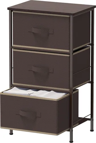 Vista 14 de Simple Houseware - Cómoda organizadora de cajones de almacenamiento de 2 niveles para mesita de noche, color marrón