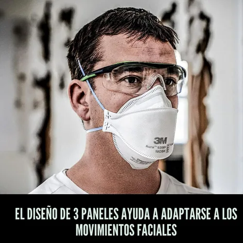 Vista 5 de 3M Aura Particulate Respirator 9205+ N95, Lightweight, 3 Panel Designed Helps Provide Comfortable and Convenient Respiratory Protection, 3-Pack
