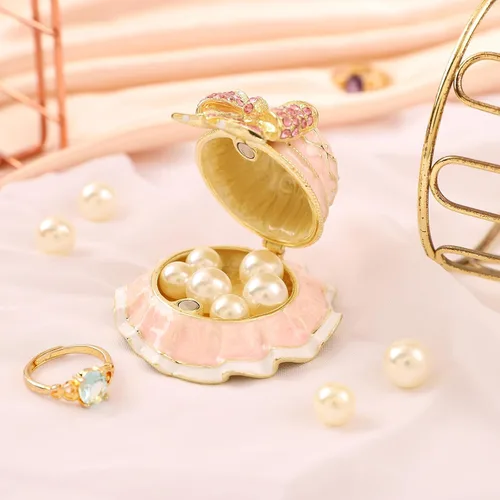 Vista 5 de QIFU Pink Hat Shaped Trinket Box with Rhinestone Bow, Zinc Alloy