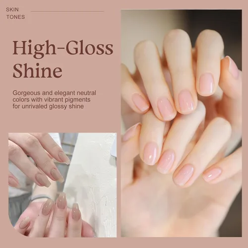 Vista 4 de TONITU G · Juego de 6 esmaltes de uñas de gel de gelatina, color rosa pálido, rosa pálido, rosa polvoriento, melocotón, malva, gris topo, kit