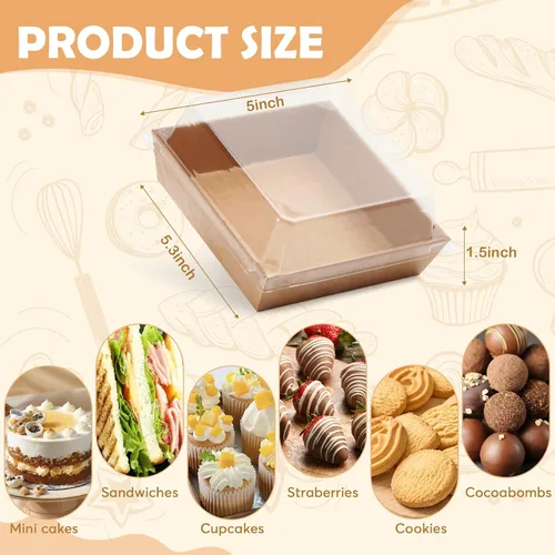 Vista 3 de 120 Cajas Pequeñas de Charcutería con Tapas Transparentes - Mini Cajas de Charcutería de Papel Desechable de 5 Pulgadas, Cajas de Postres