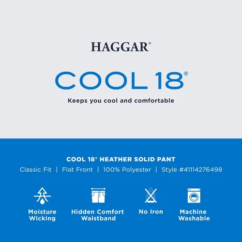 Vista 4 de Haggar Cool 18 - Pantalón de cintura ampliable oculta con parte frontal plana y ajuste clásico para hombre