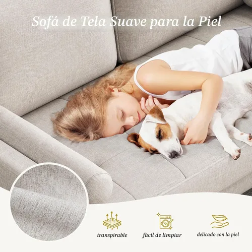 Vista 3 de Vesgantti Sofá de dos plazas con patas de madera maciza, sofás pequeños de 48 pulgadas para espacios pequeños, asiento de dos plazas para sala