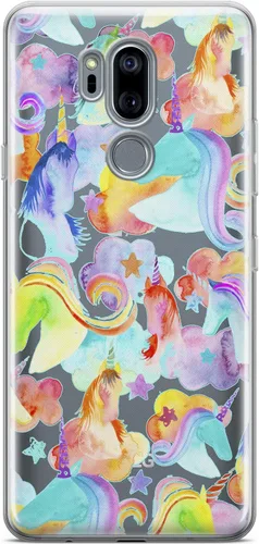 Vista 4 de Mertak Funda transparente para teléfono compatible con LG Stylo 6 5 4 K61 K51S K41S K30 K20 Q70 Q60 cubierta de silicona acuarela diseño colorido