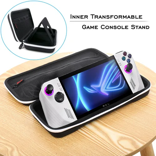 Vista 10 de Rog Ally Handheld Case, EVA Waterproof Hard Shell Protective Travel Case with Inner Transformable Game Console Stand, Flannel Soft Lining, Double