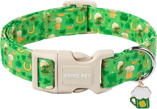 Vista 7 de ARING PET Collar de Navidad para perro, lindo collar de copos de nieve populares rojo y verde con hebilla de liberación rápida para cachorros
