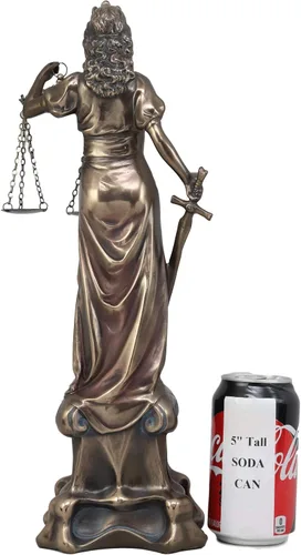 Vista 5 de Ebros Gift Estatua de la Señora de la Justicia de resina bronceada de 16 pulgadas de alto, figura de dique de La Justicia romana, escultura