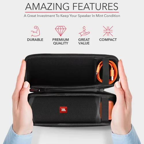 Vista 6 de HomEquip Funda rígida para altavoz portátil inalámbrico JBL Flip 6 impermeable (solo la funda)