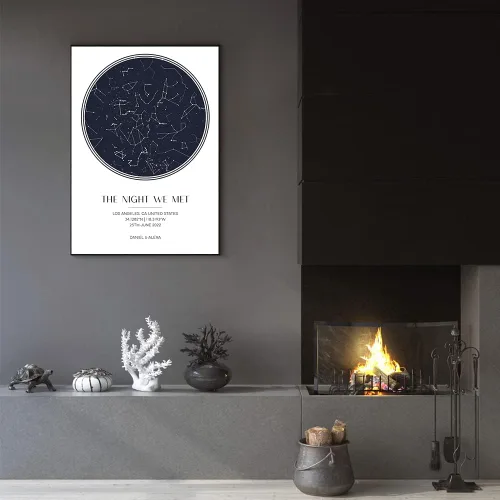 Vista 4 de Póster de mapa de estrellas personalizado con fecha y lugar específico, lienzo impreso de mapa de constelación, para cumpleaños, boda, romántico
