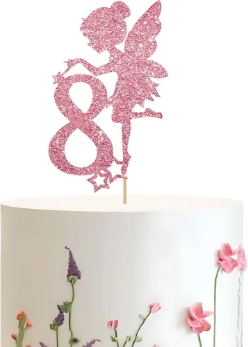 Vista 14 de Decoración para pastel de primer cumpleaños de hadas de oro rosa, decoración temática de hadas de jardín para primer aniversario/fiesta
