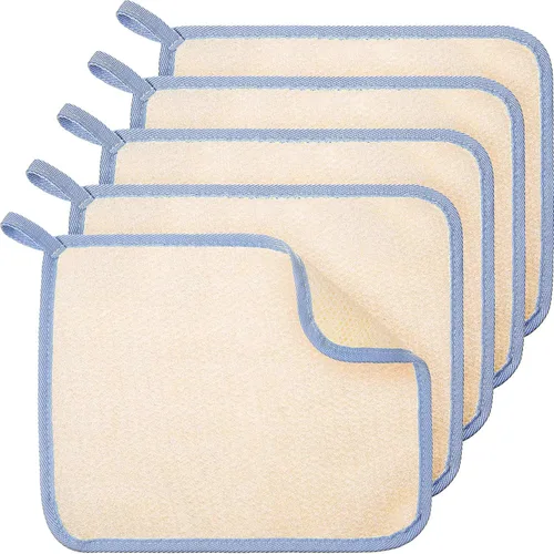 Vista 18 de Tatuo 5 paños exfoliantes para el rostro y el cuerpo, tejido de toalla para el baño, exfoliante, masaje, paño de baño para mujeres y hombres, 10.63