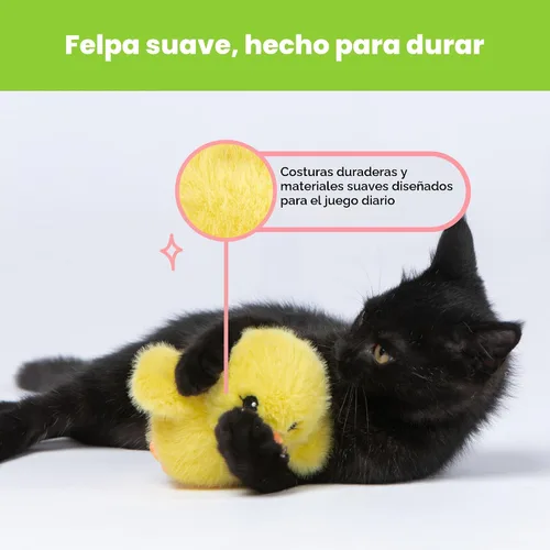 Vista 6 de Catify Best Pet Supplies - Juguete para gatos de patito, pollo y pájaro, alas activadas por movimiento, chirridos realistas, felpa infundida