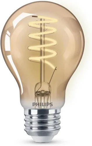 Vista 2 de PHILIPS LED 60 W A19 Vintage Edison Espiral Amber, 1 paquete 400 lúmenes, regulable, luz sin parpadeo, EyeComfort, hasta 15000 horas de vida útil