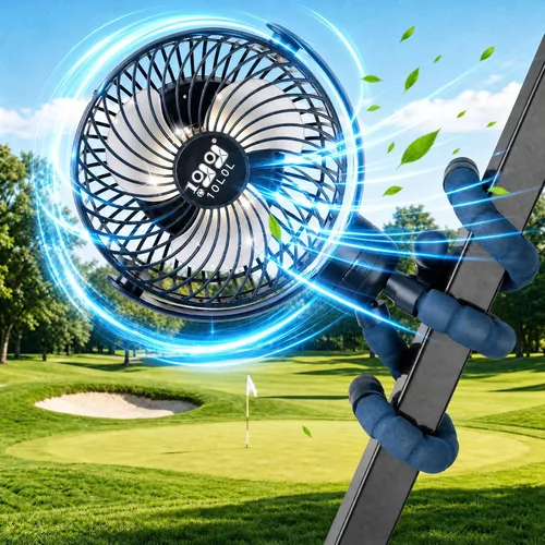 Vista 10 de 10L0L Ventilador magnético para carrito de golf recargable, 10000 mAh N54 Ventilador de enfriamiento portátil con 3 velocidades, cabezal giratorio