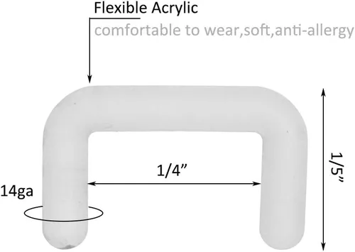 Vista 6 de PiercingJ 20 piezas de 14G 16G Bioflex Clear Bioflex Septum Anillos Retenedores Flexible Acrílico Anillo de nariz Retenedor en forma de U Piercing