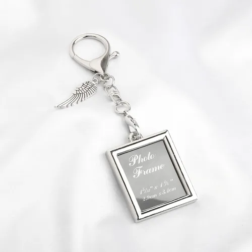 Vista 7 de Llavero con marco conmemorativo, regalos de condolencias por la pérdida de un ser querido, regalo de recuerdo, llavero con alas de ángel