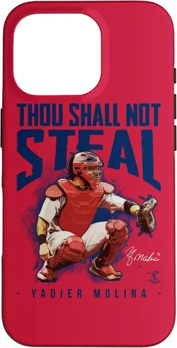 Vista 20 de Yadier Molina - Carcasa para iPhone 17, diseño de "Thou Shall Not Steal