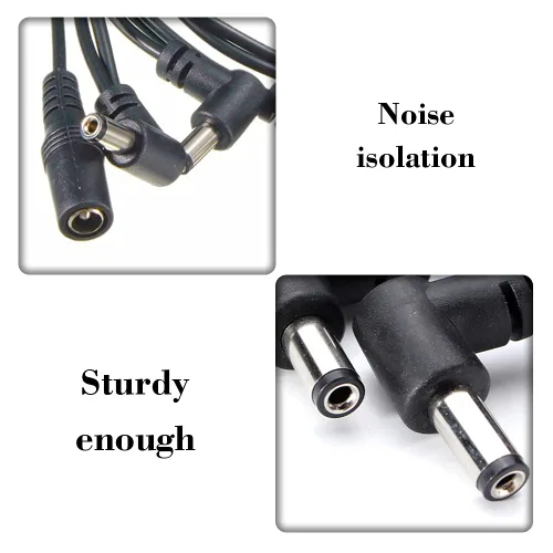 Vista 5 de 3 maneras Daisy Chain Power Guitar Pedal Board adaptador de fuente de alimentación Daisy Chain Cable para pedales de efectos de guitarra
