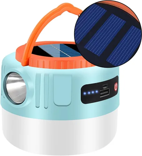Vista 7 de Luz solar para acampada, lámpara de tienda portátil LED emergencias USB recargable camping con control remoto luz portátil