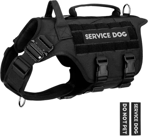 Vista 8 de Arnés táctico para perros - PETNANNY Chaleco para perro de servicio para perros grandes Cobertura corporal completa en arnés para perros de Rosa
