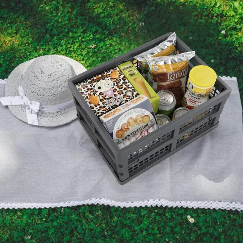 Vista 3 de Ggbin Contenedores de plástico plegables de 16 litros, caja de plástico gris, 2 paquetes