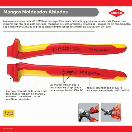 Vista 3 de KNIPEX Herramientas - Alicates de punta larga con cortador, 1000 V aislados (2618200SBA), amarillo