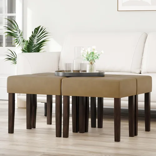Vista 6 de EOSVALO Taburete de tocador de cuero, banco otomano rectangular de 18.7 pulgadas de ancho para sala de maquillaje, silla de tocador con patas